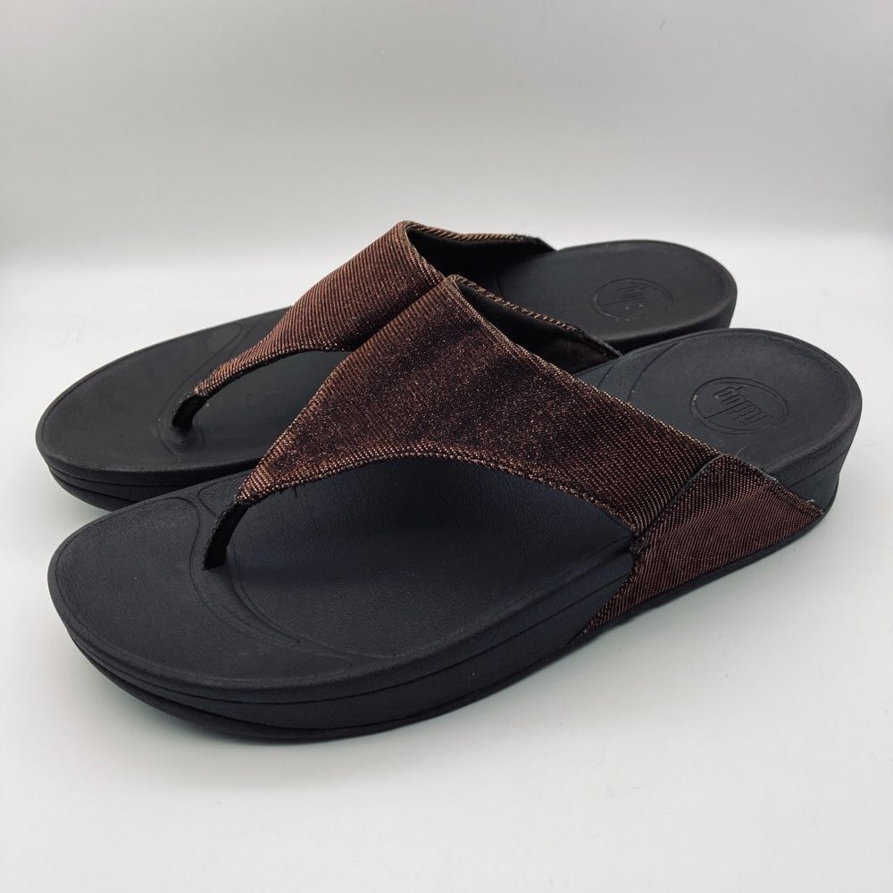 FitFlop Lulu Bronze Shimmer Wedge Sandals 10